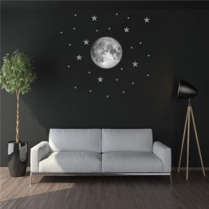 Zidna naljepnica – mjesec sa zvijezdama