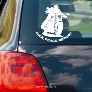 Naljepnica za auto – Ride peace repeat