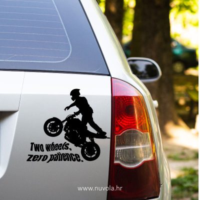 Naljepnica za auto – Two wheels zero patience