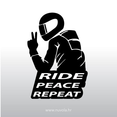 Naljepnica za auto – Ride peace repeat 2