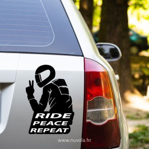 Naljepnica za auto – Ride peace repeat 2